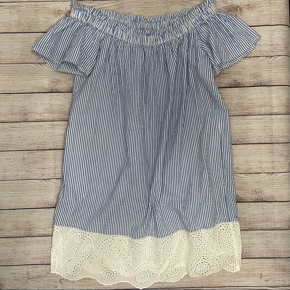 French Connection off the shoulder shift dress